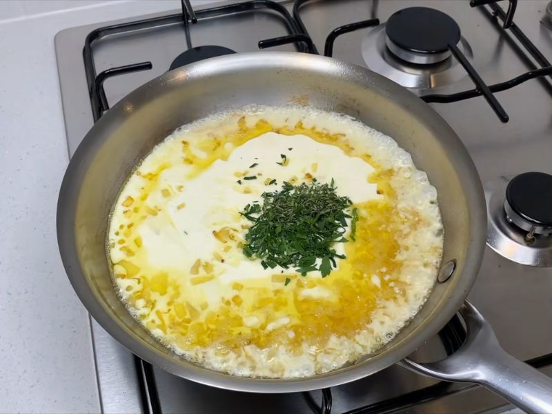 Add Cream and Herbs