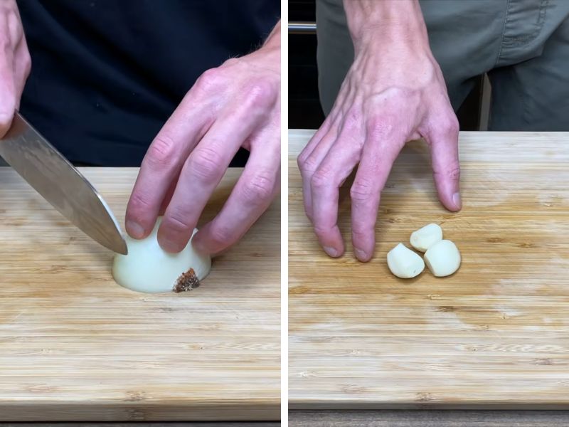 Prep the Onion and Garlic